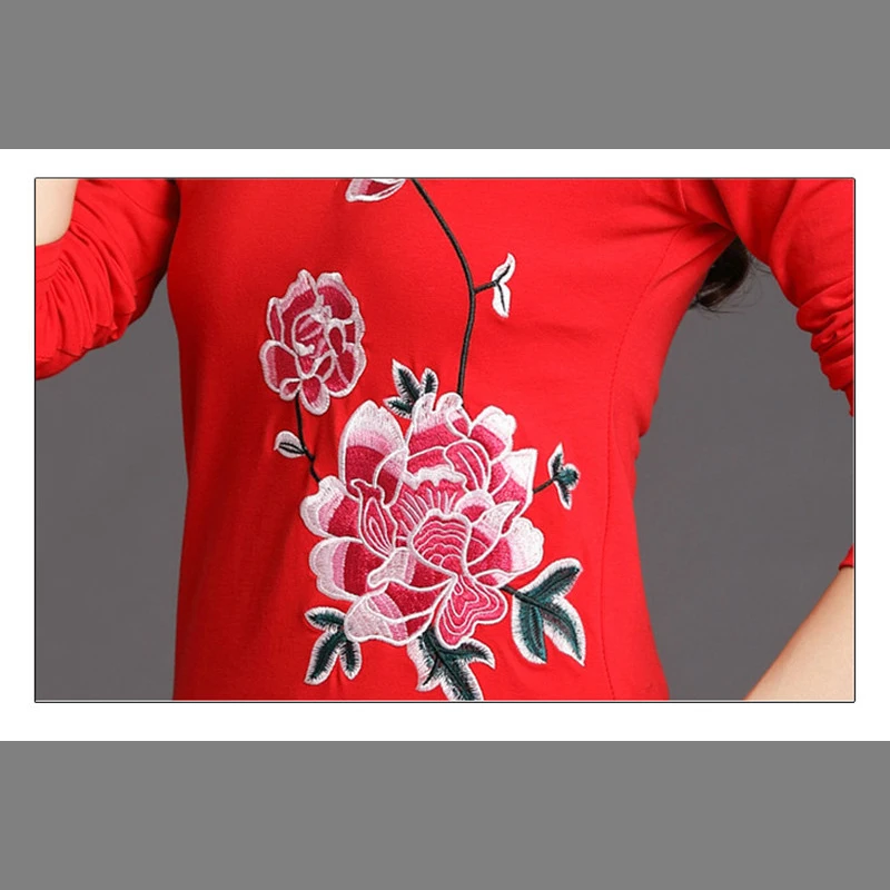 Модная женская футболка размера плюс с вышивкой Camiseta Feminina в народном стиле