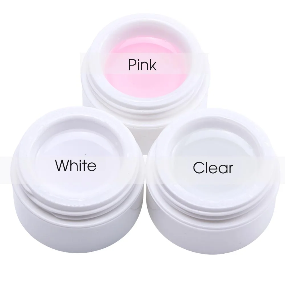 3pc White Clear Pink 15 мл, удлиняющий УФ-Гель-лак для ногтей, розовый, белый, прозрачный, сделай сам, Французский акриловый гель для маникюра, для наращивания ногтей, французские Советы CH719 - Цвет: 3pc White Clear Pink