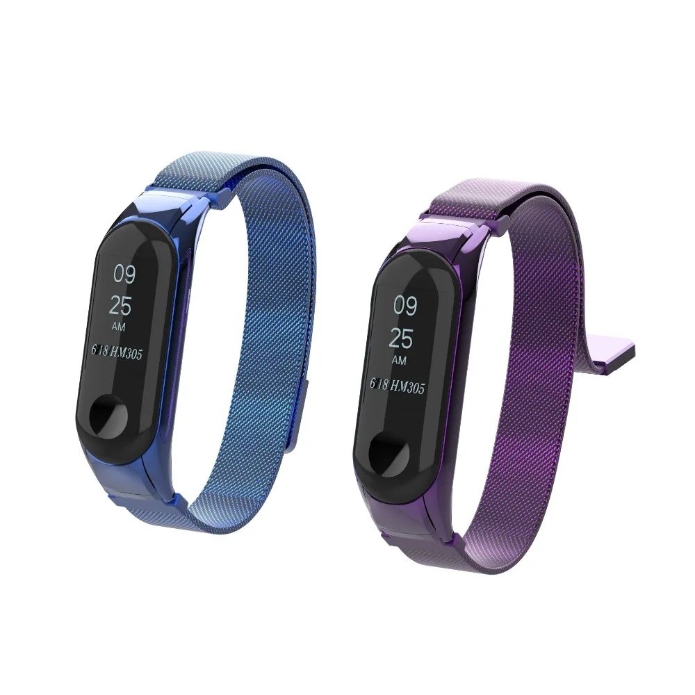 Миланский магнитный ремешок для Xiao Mi Band 3 из нержавеющей стали наручных часов
