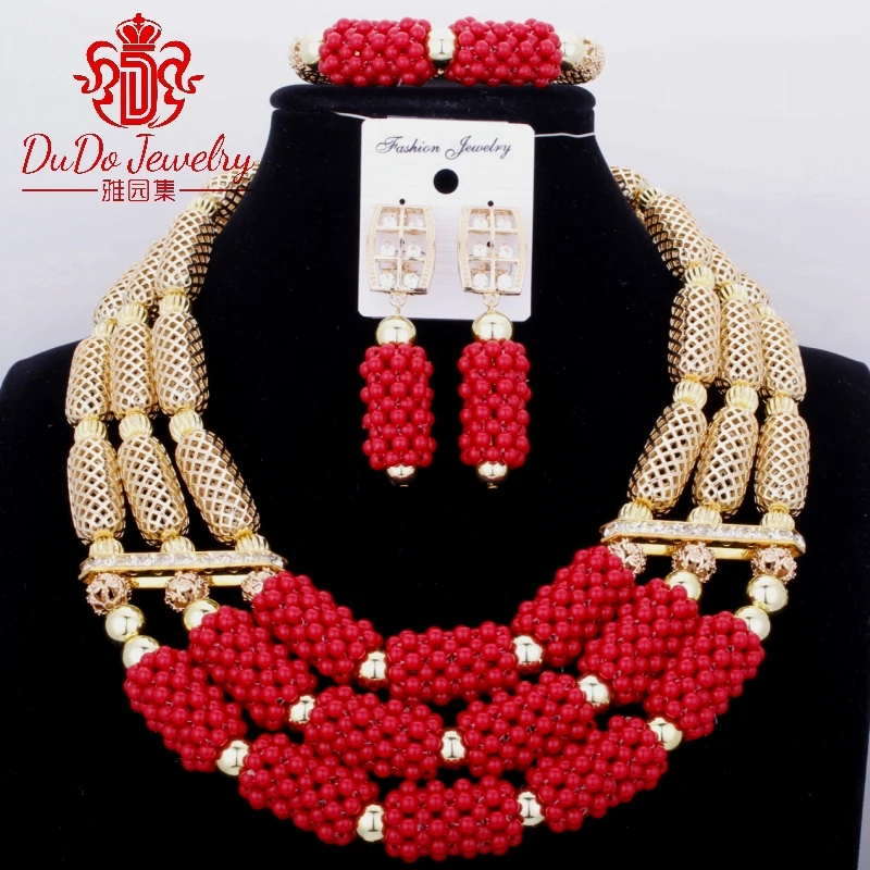 2017 новые коралловые ювелирные наборы нигерийский Дубай оранжевое ожерелье из