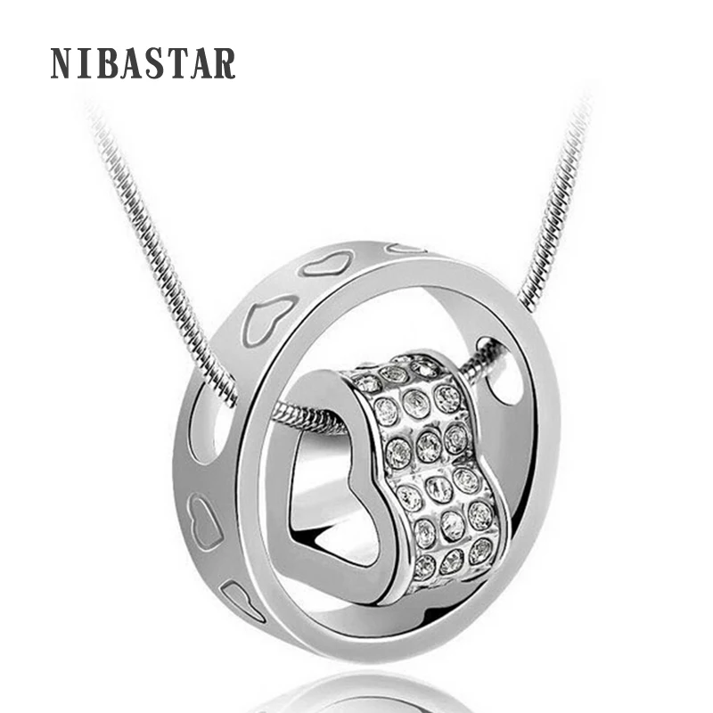 Women's Fashion Crystal Chain Rhinestone Love Heart Pendant Necklace Romantic Jewelry for Girlfriend Best Gift | Украшения и