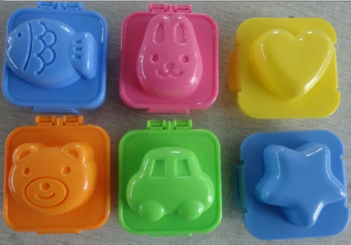 

Wholesale 2 pcs/lot Plastic Egg mould Sushi Rice Mold in cute car fish heart star bear rabbit designs