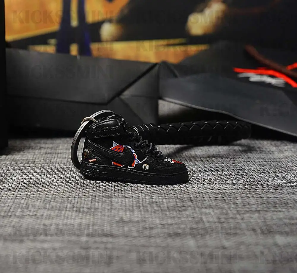 DIY Jordan Ретро OG "black Air Force 1 Mid" 3D модель кроссовок Брелок сумка коробка кулон пара Кукла аксессуар