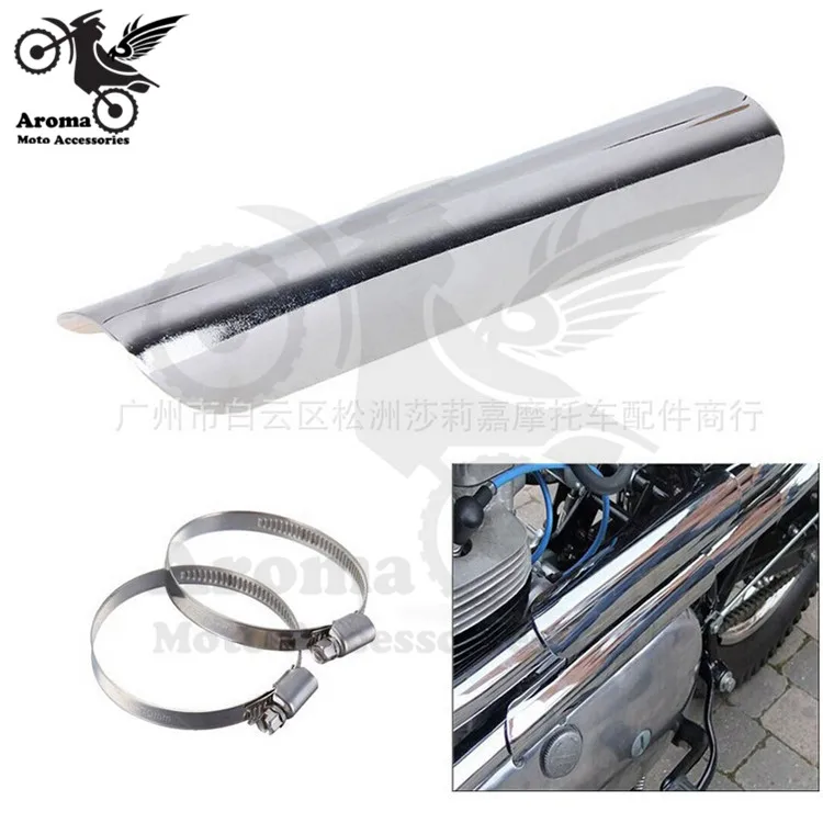 В наличии 2 цвета хромированный выхлопной тепловой экран для скутера мотоцикла