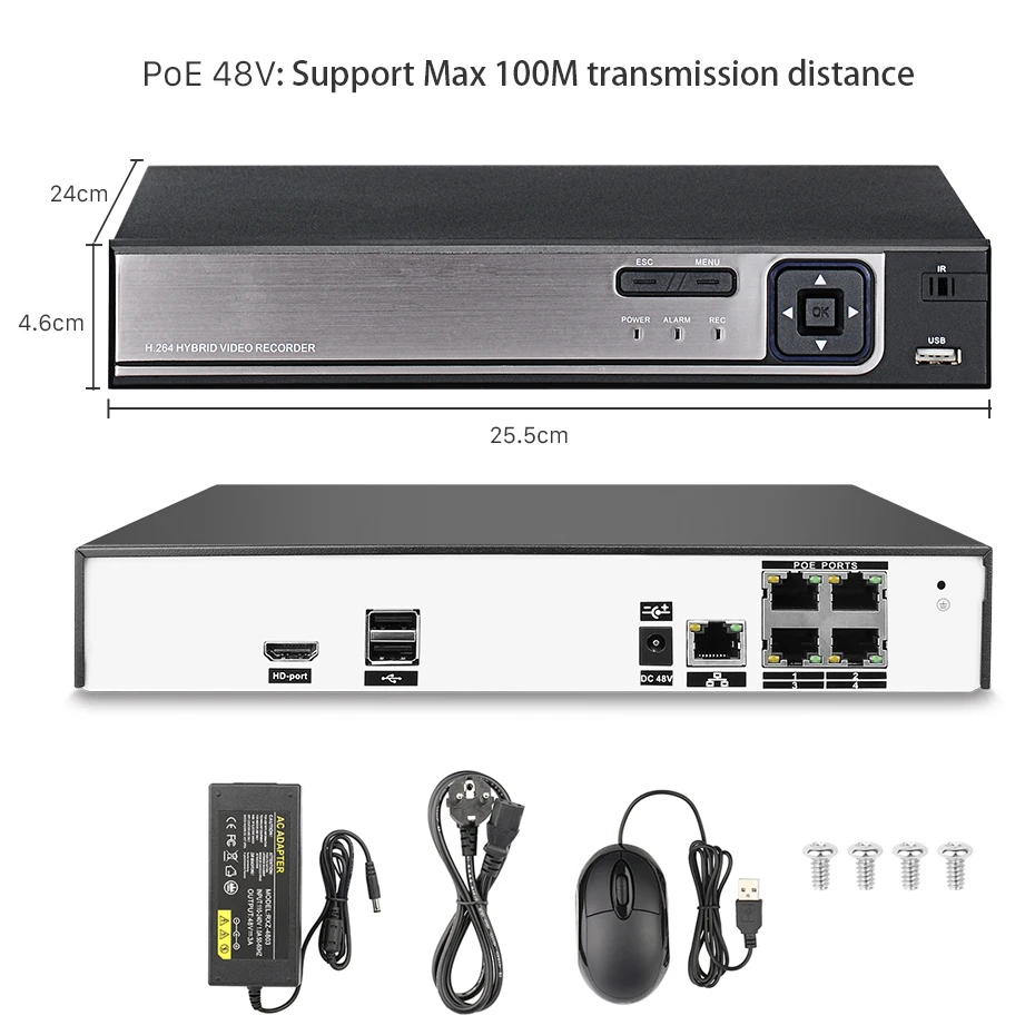 Besder 4CH/8CH H.265 CCTV NVR 48 в PoE 4 канала* 5MP/8 каналов* 4MP видеонаблюдения CCTV сетевой видеорегистратор PoE P2P ONVIF 2,0