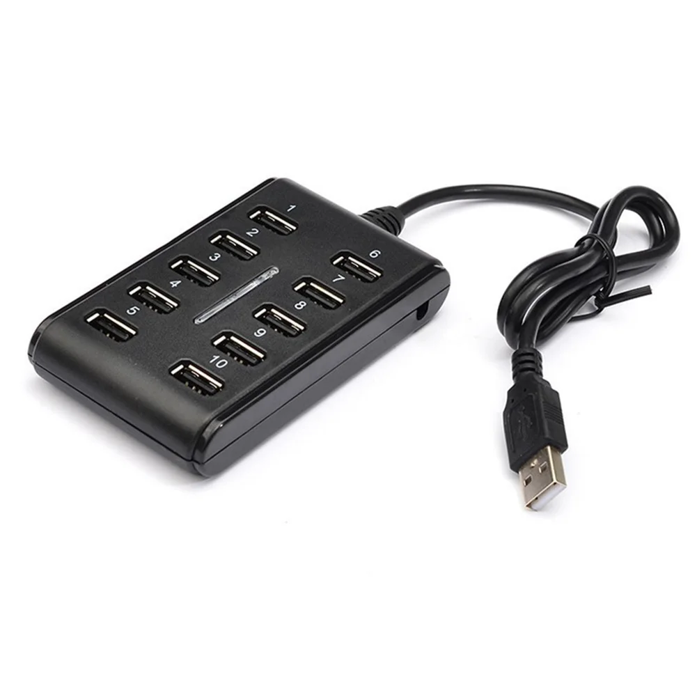 Высокоскоростной 480 Мбит/с USB 2,0 концентратор 10 портов Многофункциональный Персональный компьютер usb-хаб портативный usb-разветвитель для ПК ноутбука