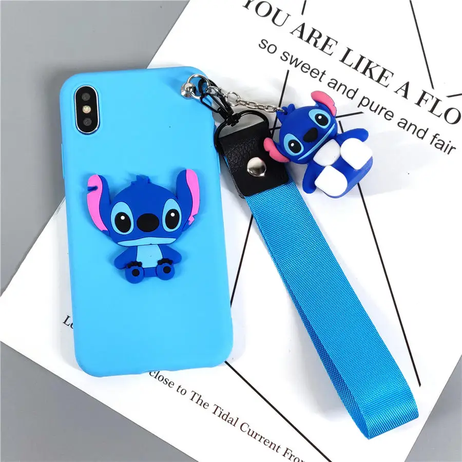 Blue 3D Stitch Strap Милый розовый синий 3D Ститч игрушка подставка ремешок чехол для телефона для samsung Galaxy A70 A60 A50 A40 A30 A20 M20 M30 Мягкий ТПУ чехол - Цвет: Blue 3D Stitch Strap