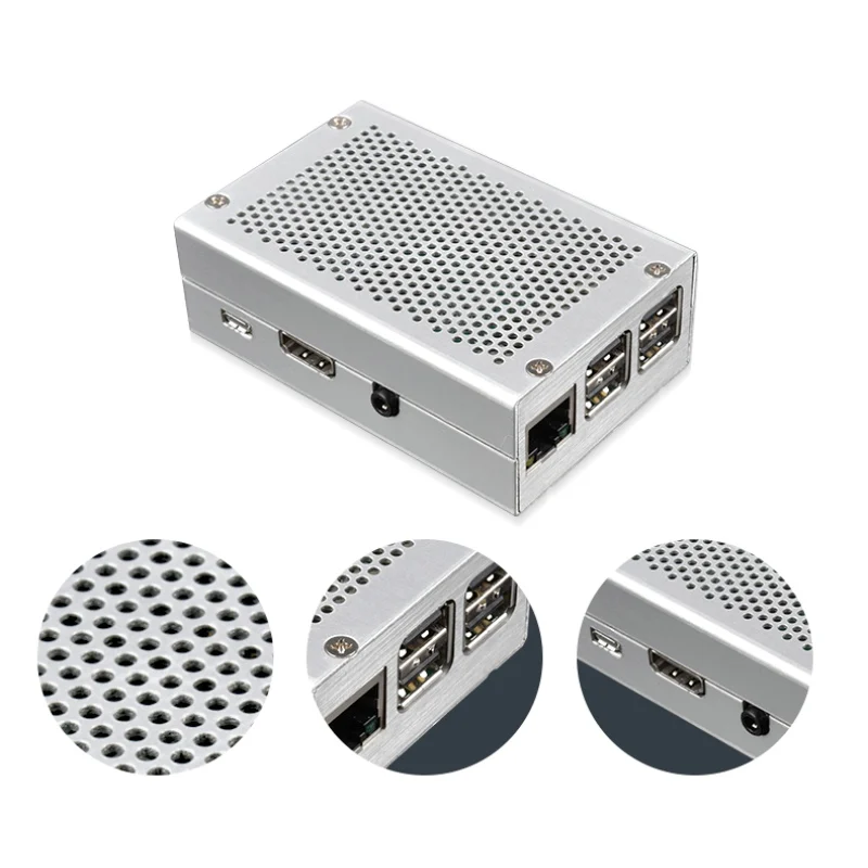 Алюминиевый корпус для Raspberry Pi 3 серебристый металлический вентилятор охлаждения