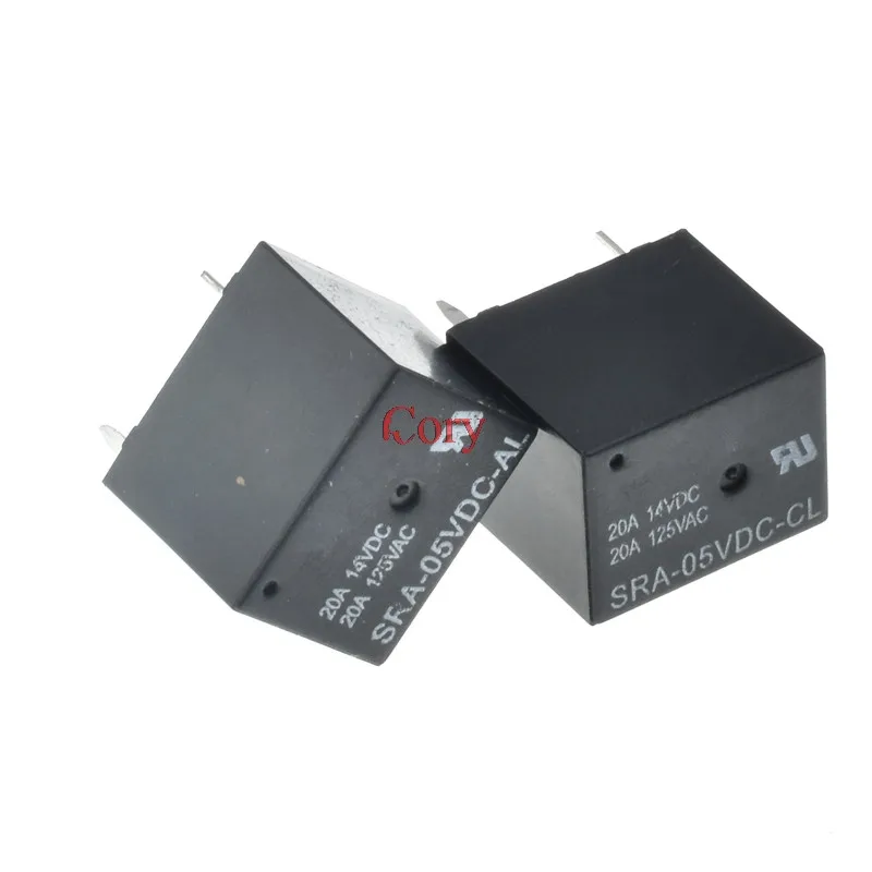 5 шт. 5 в 12 В 24 В 20A DC силовое реле 5Pin PCB тип черное автомобильное реле Мини силовое реле общего назначения CZYC