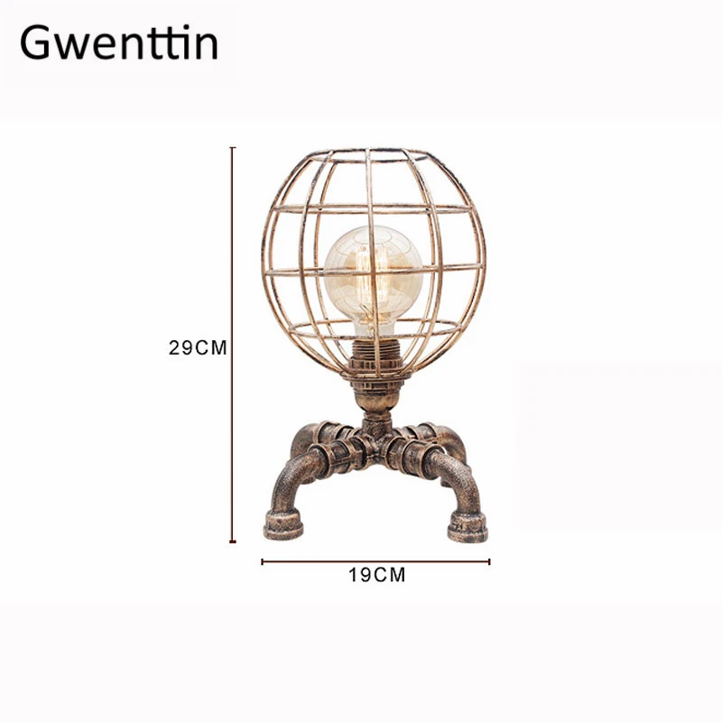 Винтажная медная труба настольная лампа Led Лофт промышленная стойка настольная лампа светильники для спальни прикроватная лампа ретро железный светильник E27
