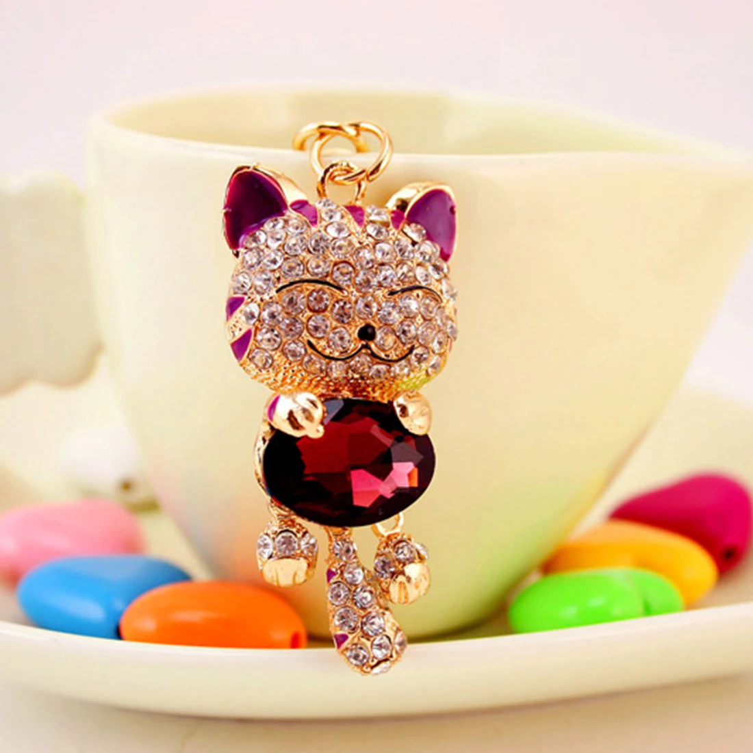 2018 модный Kawaii Кот сверкающий брелок очаровательные хрустальные брелоки кошелек