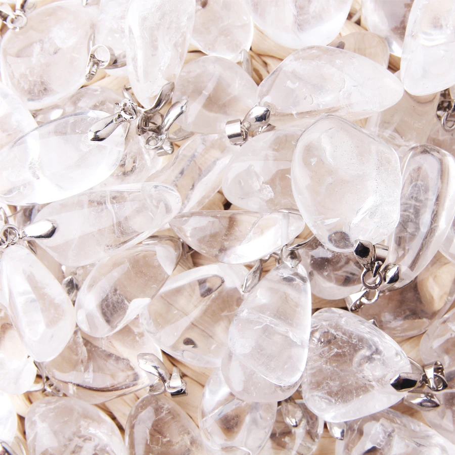 

2019 Natural Stone White crystal Irregular Crystal Small Pendant Necklace Stone Pendants Women Fashion Jewelry