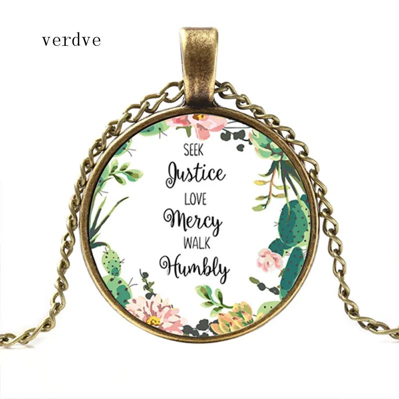 New Seek Justice Love Mercy Walk Humbly подвеска на ожерелье с цитатой из Библии стих ювелирные