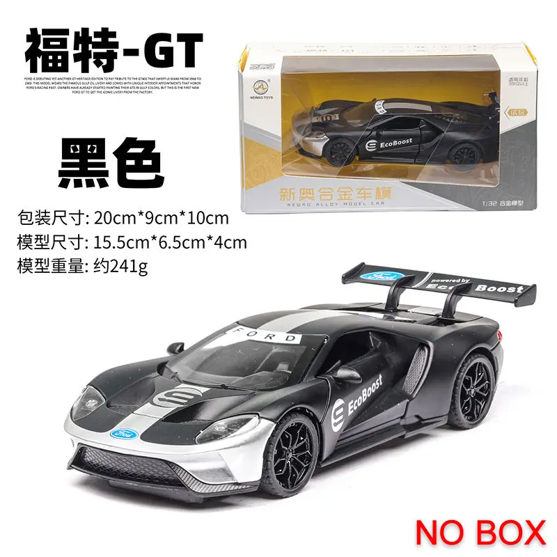 1:32 модель автомобиля Ford GT легкосплавная модель автомобиля открытая дверь со звуковым моделированием звук и светильник оттягивающий назад автомобиль спортивный автомобиль украшения подарок - Цвет: Black(No Box)