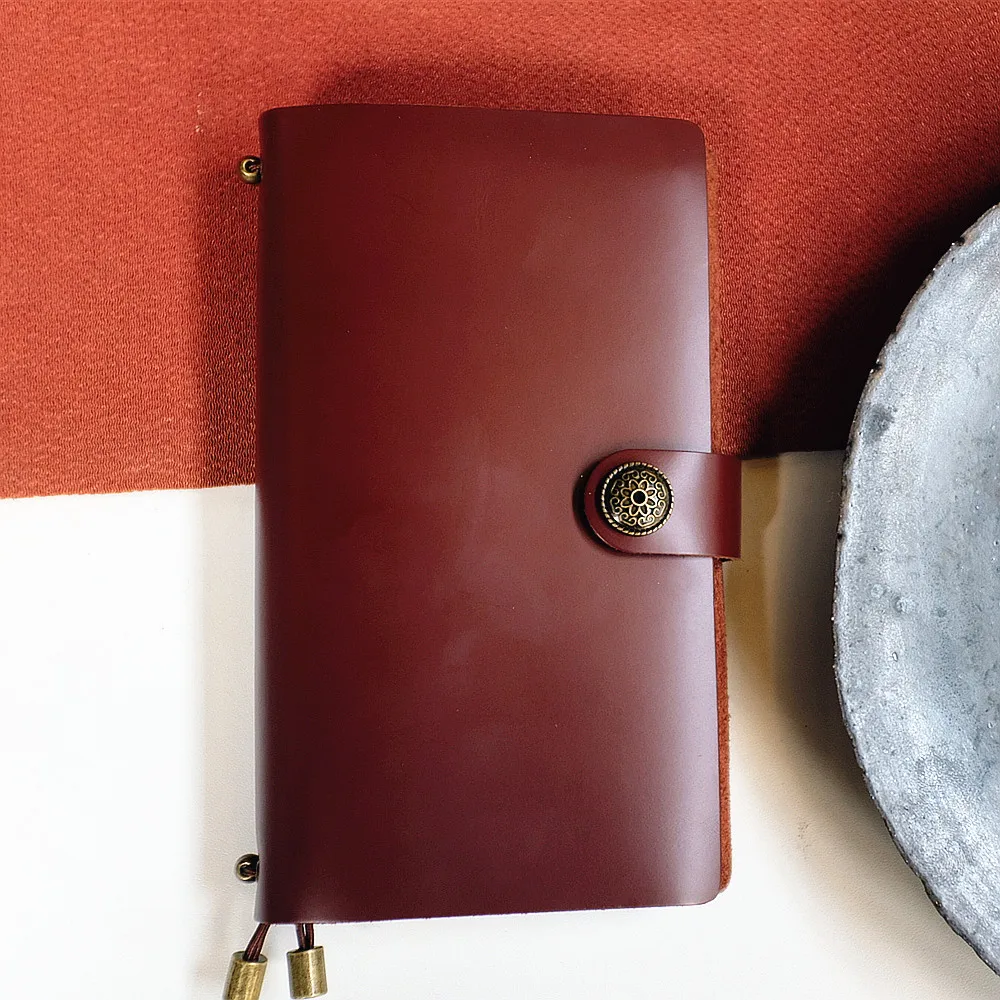 

"Endless Magic M" Medium Real Genuine Cowhide Leather Travel Journal Business Notebook Study Diary Blank Lined Grid Papers
