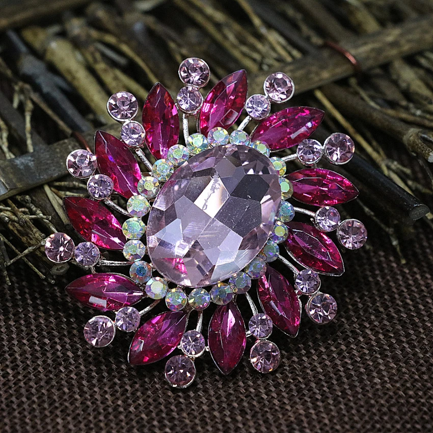 Элегантная брошь в форме овала цвета розового золота с яркими камнями-стразами и кристаллами модной женской свадебной букетной украшения 55*61 мм T on.