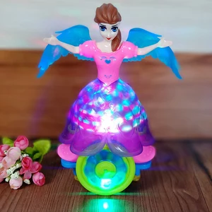 Электрическая вращающаяся кукла для девочек, танцующая легкая музыкальная игрушка