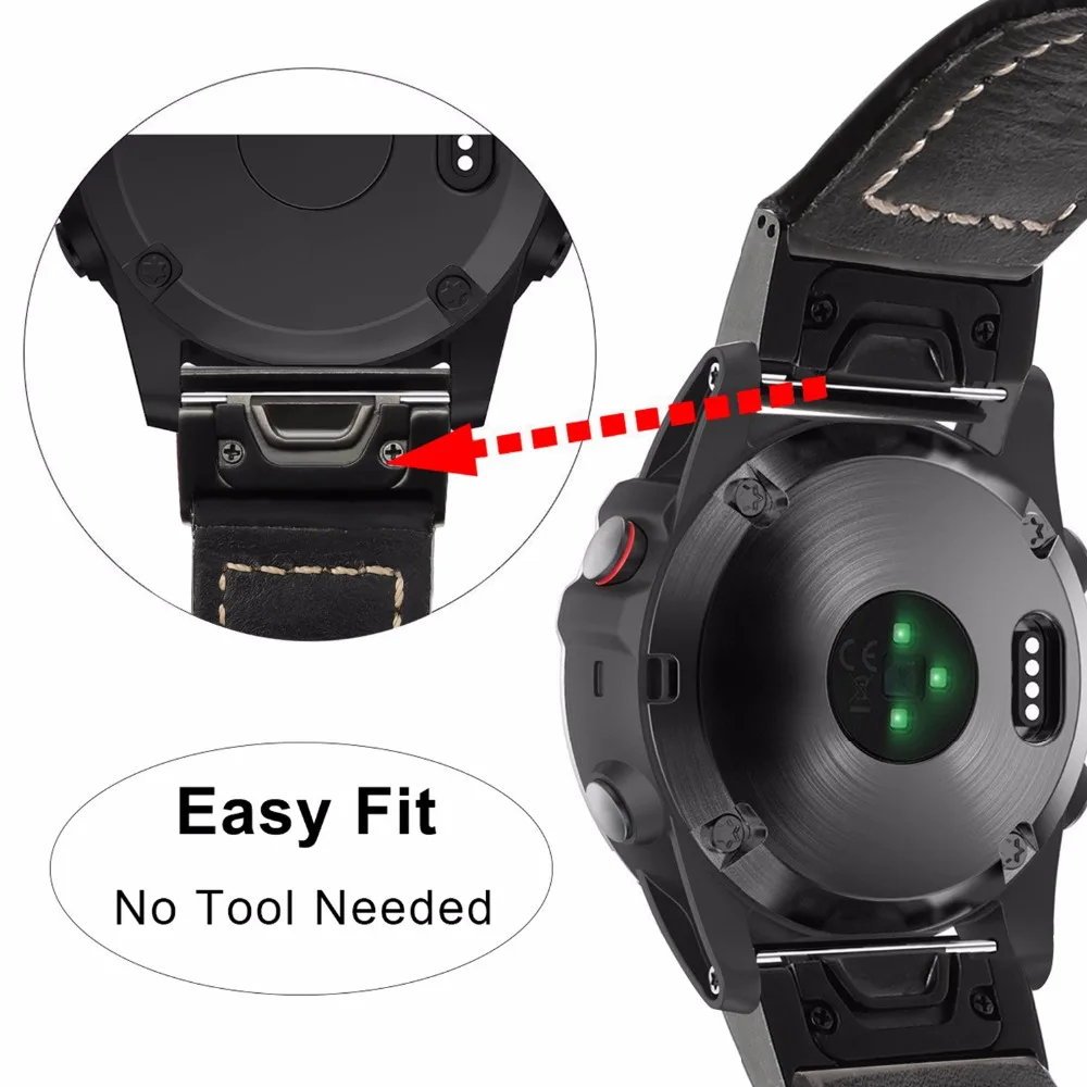 Ремешок для часов 26 мм из натуральной кожи ремешок Garmin Fenix 5X/5X Plus/3/3 HR/D2/Descent MK1