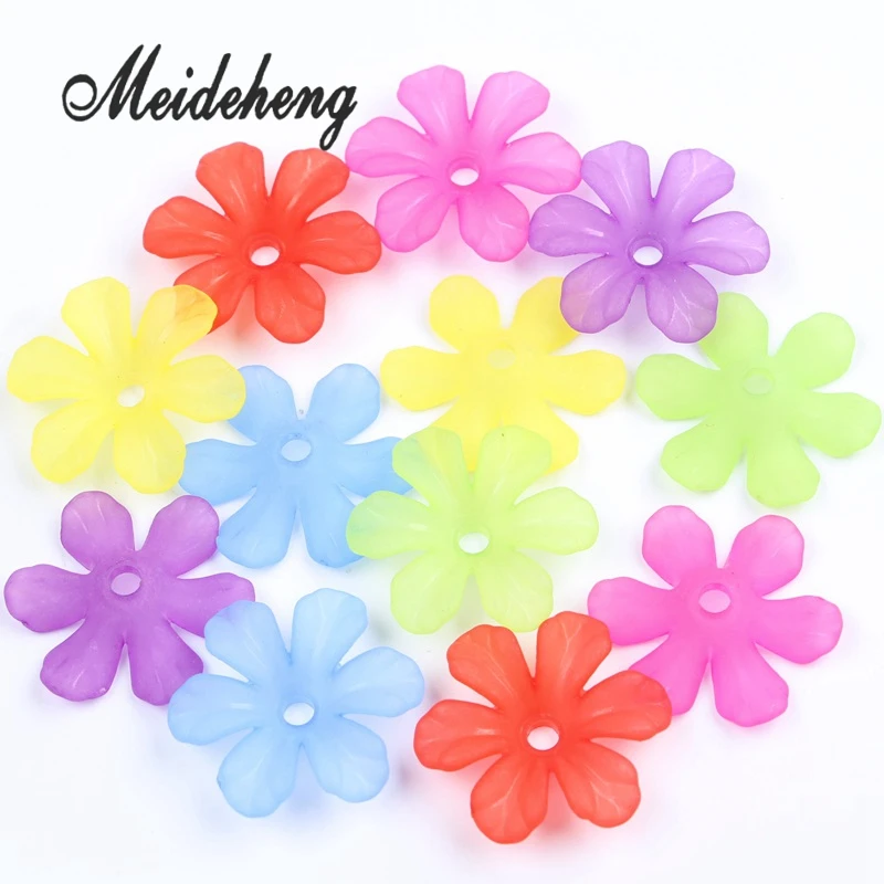 31 мм акриловые цветы красочные Полупрозрачные Матовые Цветочные бусины для