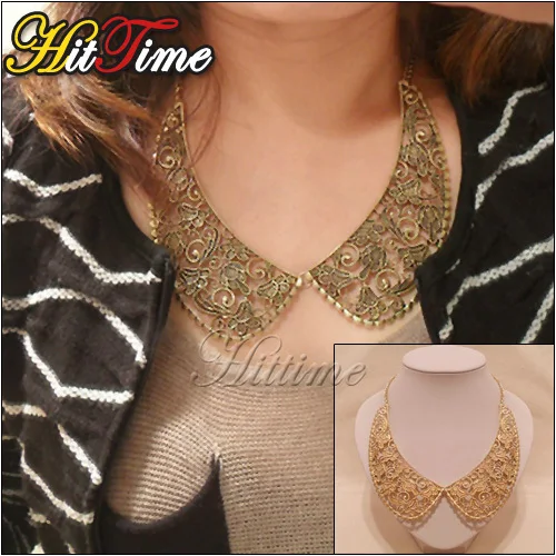 Fashion Retro Hollow Metal Flower Engraving Choker Bib False Collar Necklace 04#24795|necklace with flower|flowerflower design necklace |
