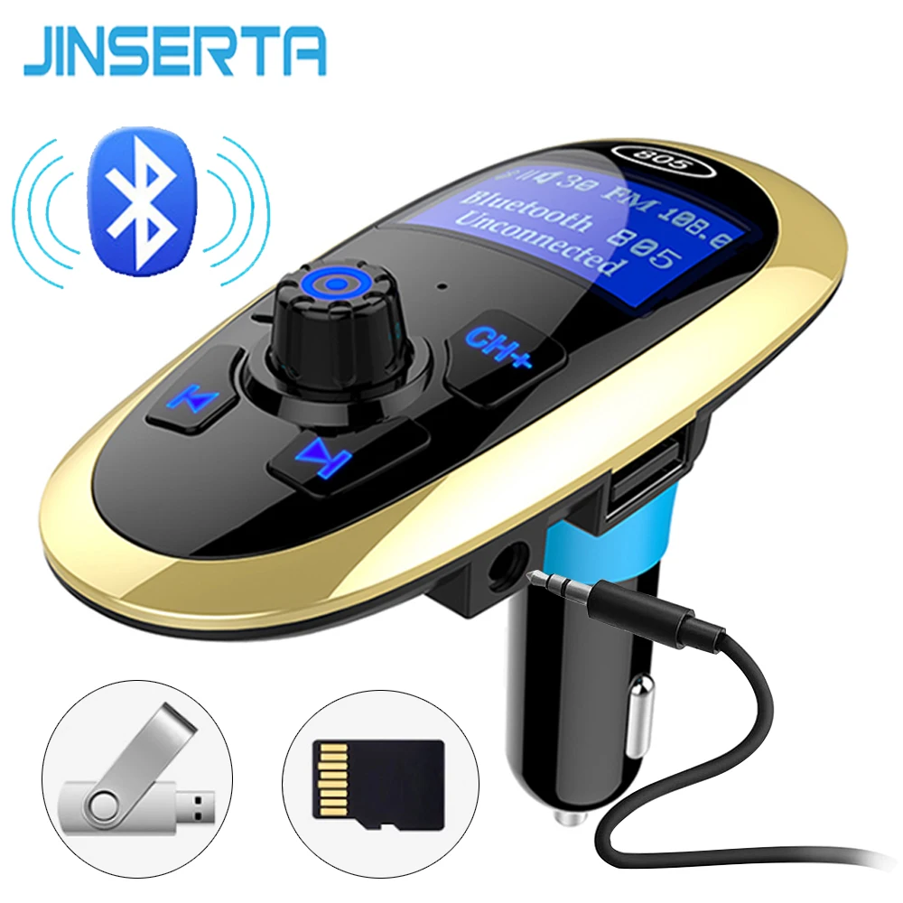 JINSERTA fm передатчик Bluetooth FM модулятор Handsfree Автомобильный mp3 плеер Поддержка USB флеш