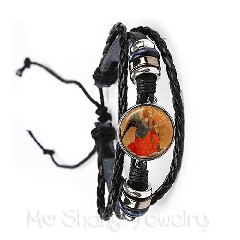 2018 Новый Классический Рождественский Ангел регулируемый кожаный браслет черный