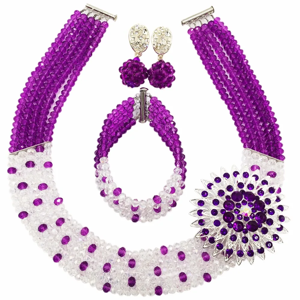 Потрясающе! Фиолетовый прозрачный кристалл расшитая бисером нигерийская