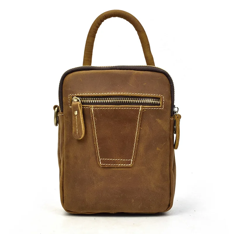 Johnature 2021 New Retro Genuine Leather Zipper &amp Hasp Men Shoulder Handbags Cow Leisure Solid Ipad Mobile Phone Bag |