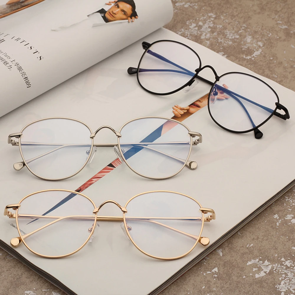 

Retro Mens Optical Frames Reading Eyewear Clear Glasses Transparent Oval Metal Eye Glasses Frame Computer Eyewear 8717OLO