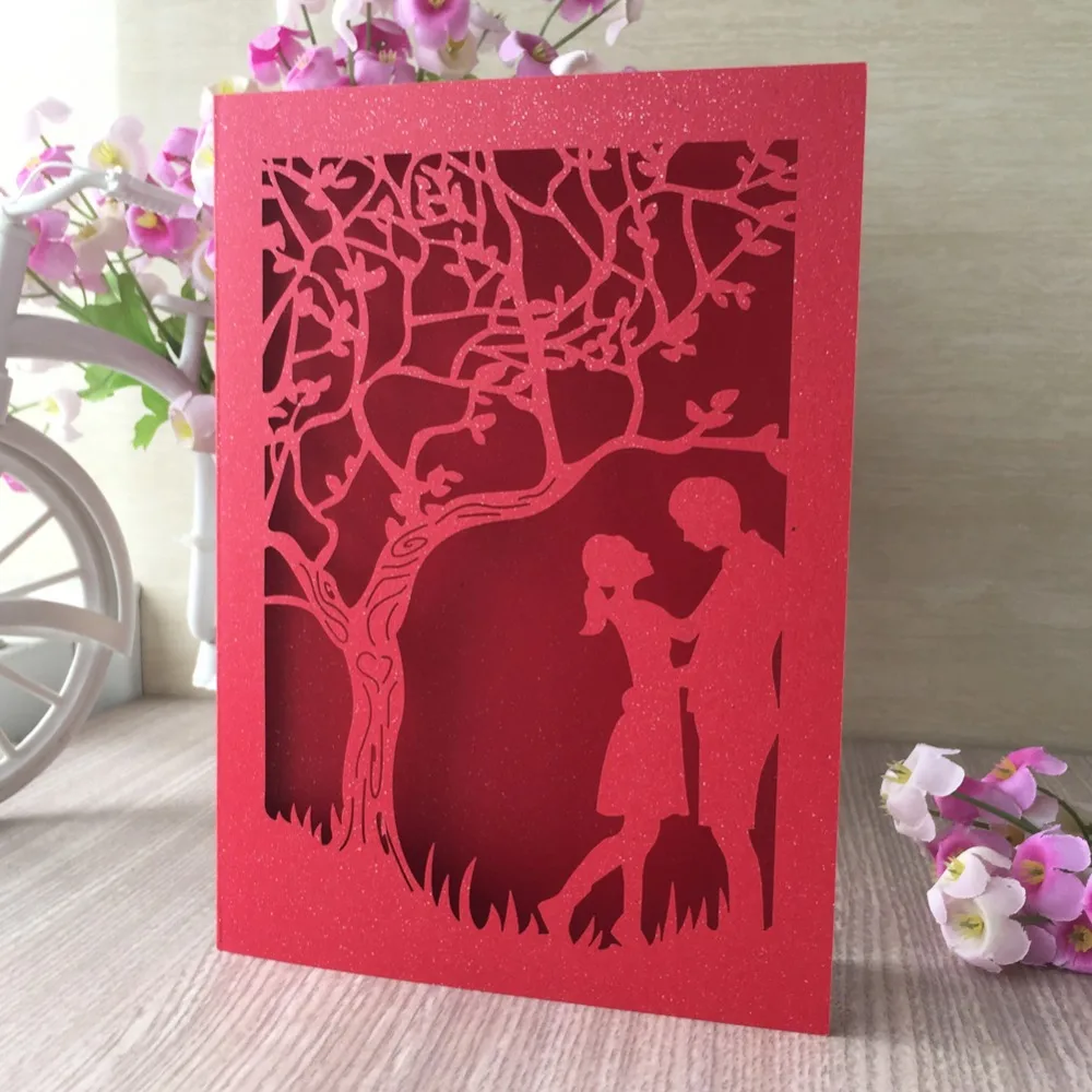 20 шт./лот пригласительная открытка на свадьбу с надписью Love Tree или вечеринку день