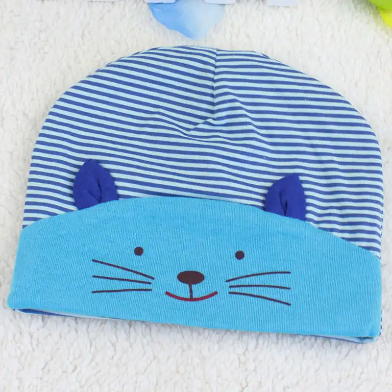2016 Горячие Мягкие Хлопчатобумажные Детские Hat Прекрасный Кот Полосой Beanie Зима