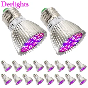 Светодиодная лампа E27 для выращивания растений, полного спектра, 20 шт.лот, 28 Вт