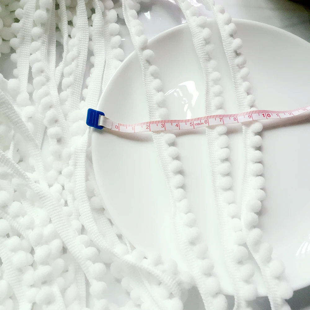 40 ярдов 5 мм помпон отделка белая кружевная Лента Хлопок мини Помпон Мяч