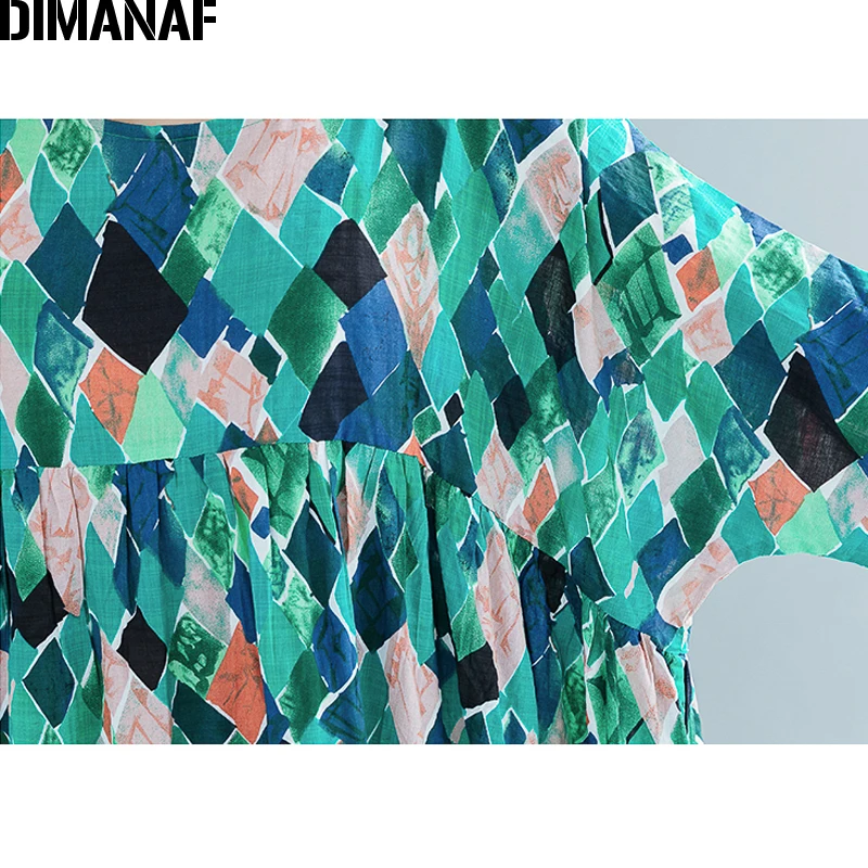 Женский пляжный сарафан из хлопка DIMANAF свободное платье с принтом летнее