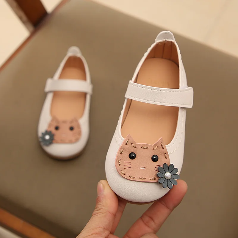 Children Girls Leather Shoes Kids Baby Princess Spring/autumn Sneakers Single Cute Cat Fashion |