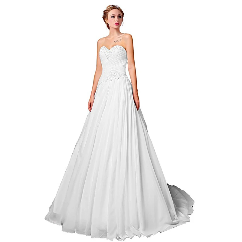 Simple A-line Chiffon Wedding Dresses Sweetheart Neckline Appliques Beading 2019 Beach Vestidos De Novia For Summer Wedding
Simple A-line Chiffon Wedding Dresses Sweetheart Neckline Appliques Beading 2019 Beach Vestidos De Novia For Summer Wedding