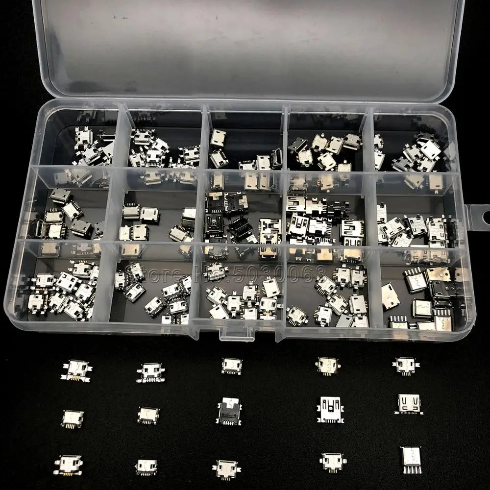150 шт. 15 моделей микро USB бокс Мини Android аксессуары для зарядки разъем Jack MP3/4/5 Lenovo ZTE