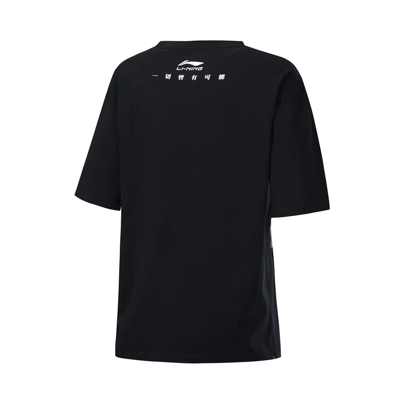 Женская футболка с коротким рукавом Li Ning 100% хлопок свободные дышащие спортивные