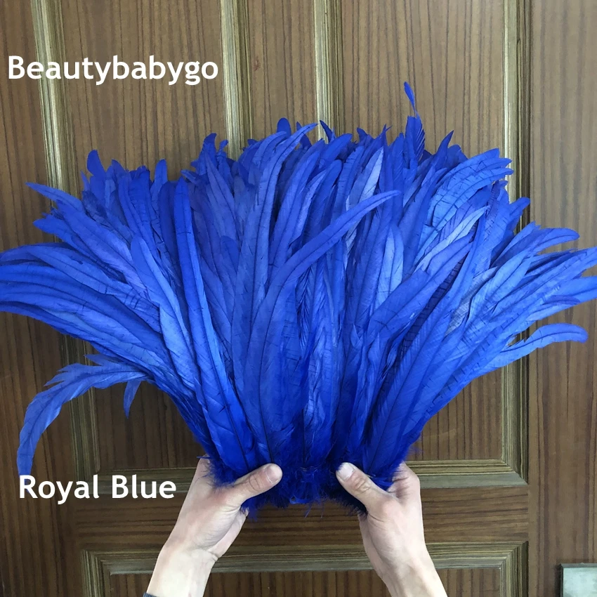 

Sale 100pcs / lot cheap plumas feather, 30-35cm 12-14inch, royal blue color rooster feathers DIY chicken feather jewelry plume