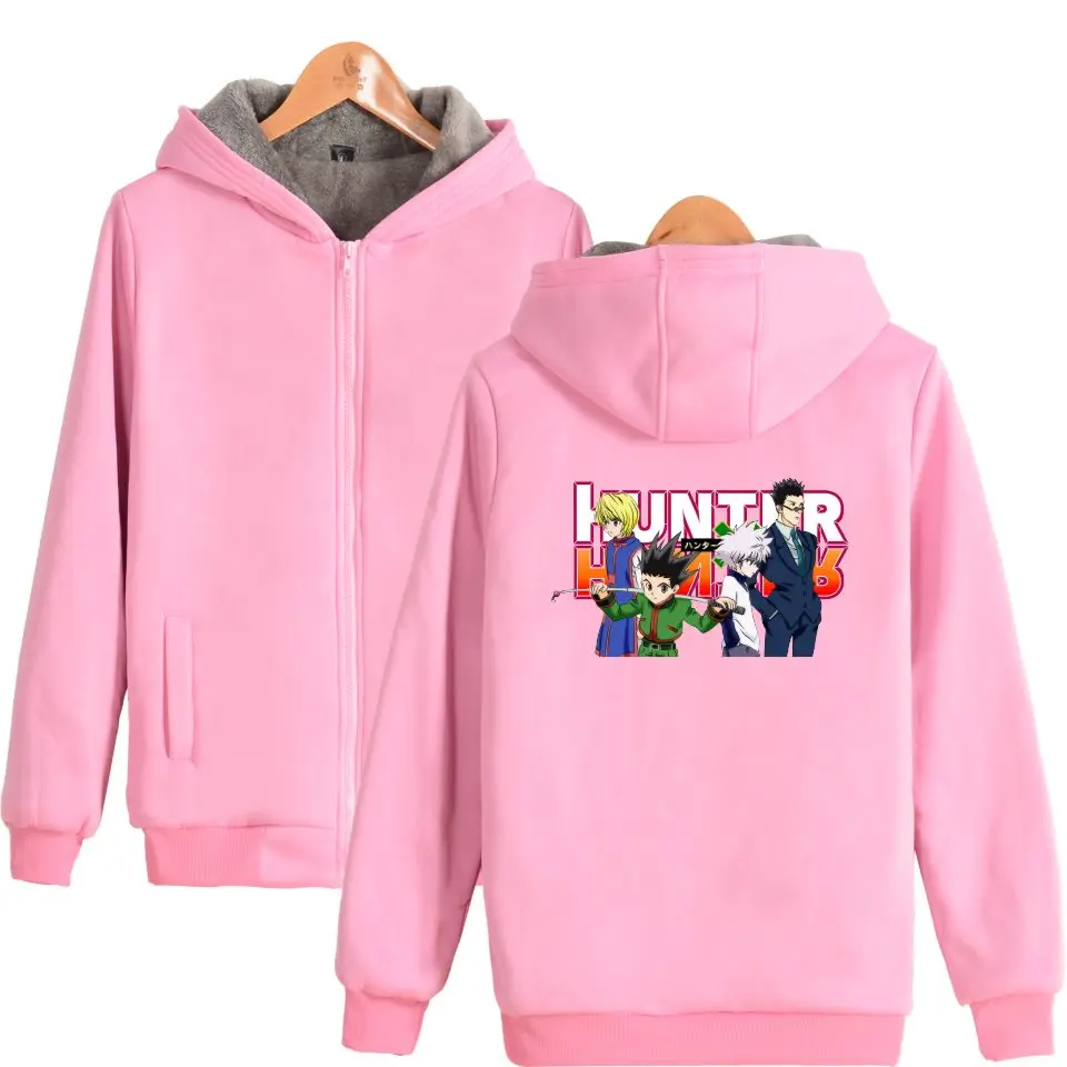 

Hunter x Hunter Hoodies Men Zipper Thick Warm Coats Parkas Black Comics Warm Winter Jacket Men Print Casual Coat 4XL clothes