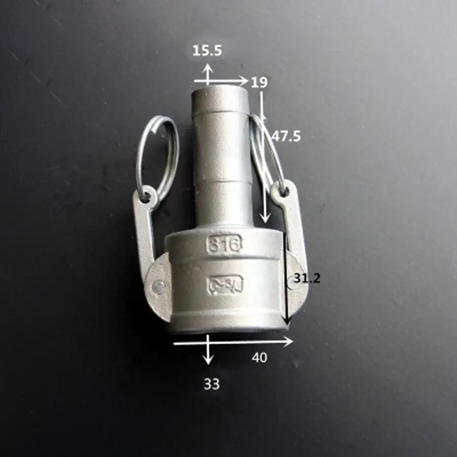 3/4 &quotHosetail Barb x Socket Type C Camlock БЫСТРОРАЗЪЕМНАЯ муфта 316 Stianless кулачковая канавка для