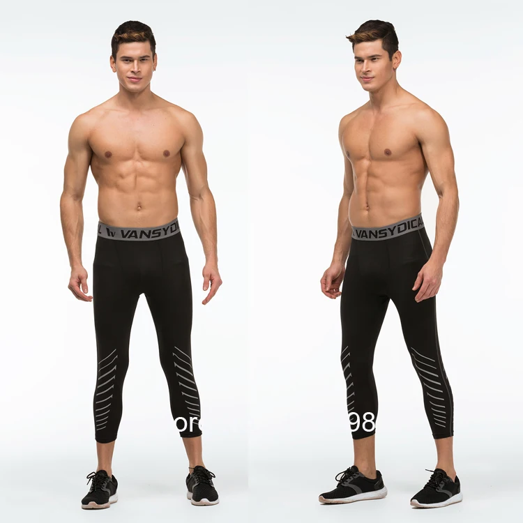 Мужские компрессионные штаны jogger колготки для фитнеса 3/4 обтягивающие леггинсы