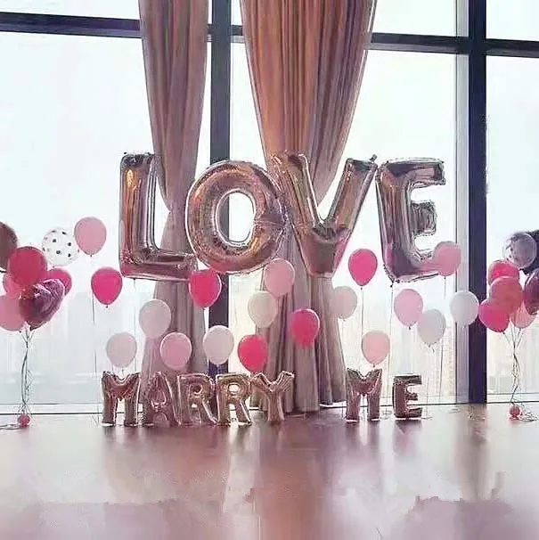 Детские воздушные шары с буквами золотого и серебряного цвета для свадебной