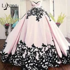 Дубай пышные розовые Бальные платья 2018 Большие размеры черные кружевные вечерние платья на шнуровке винтажные платья Abendkleider 2018