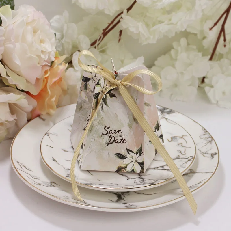 100 шт. серые/розовые/фиолетовые Цветочные мраморные конфеты стиль сохранить дату