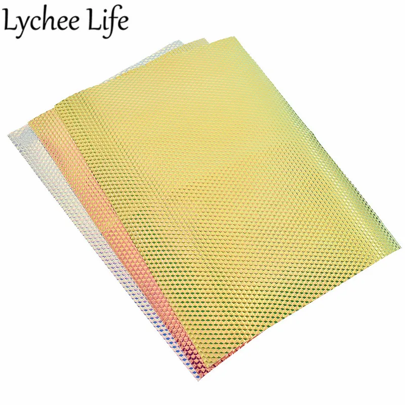 Lychee Life Cube голографическая Синтетическая кожаная ткань A4 29x21 см PU Ткань DIY современная ткань для пошива домашней одежды аксессуары для одежды
