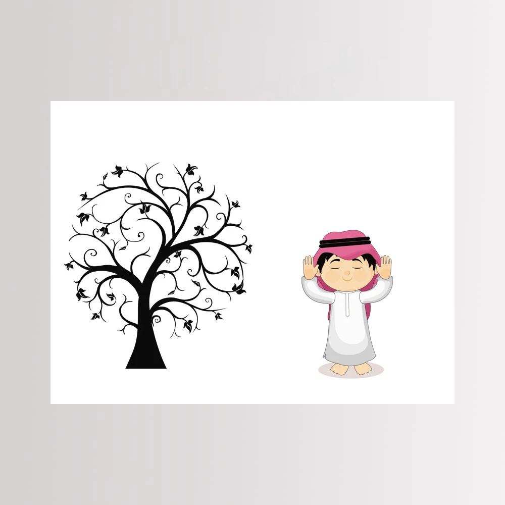 2019 New DIY EID Party Signature Guest Books Ramadan mubarak Decortaion Customize Fingerprint Tree No Frame Canvas Painting | Дом и сад