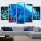 Настенное художественное полотно, HD печать, плакат, домашний декор, 5 шт., загруженный корабль, коралловый риф, изображения рыб, картины под водой