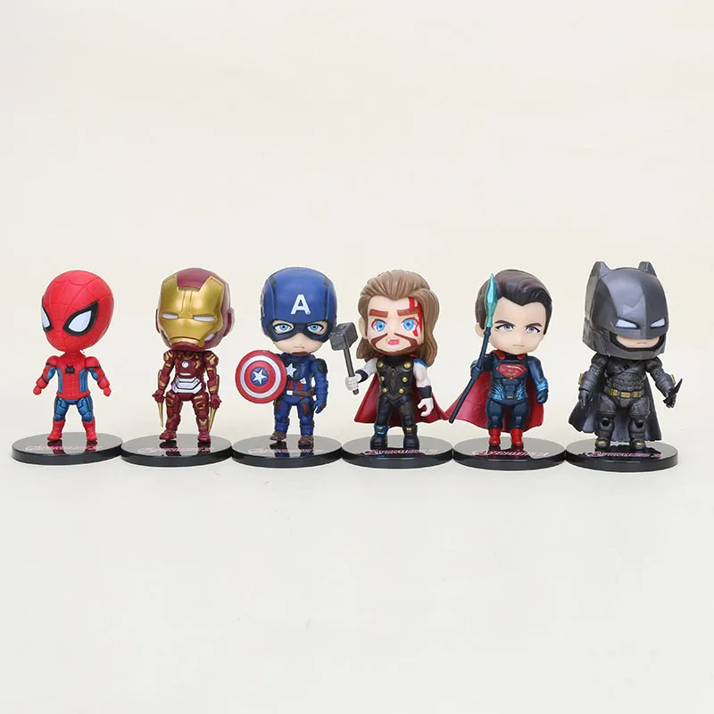 10 см набор из 6 игрушек Marvel, Мстители, эндшпиль, Набор фигурок, Человек-паук, Капитан Америка, Халк, тонас, капитан Марвел, модель куклы