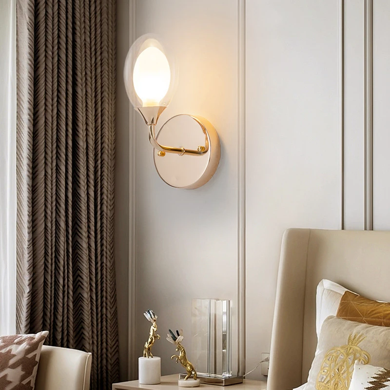 

DONWEI Modern Simple Wall Light 85-265V Glass Bedside Reading Wall Lamp Bedroom Wall Lighting Contemporary Retro wall Lighting